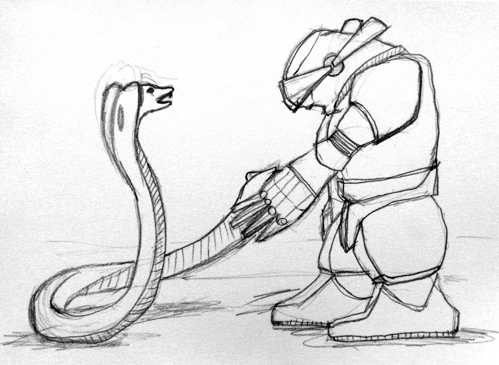 robot meets snake